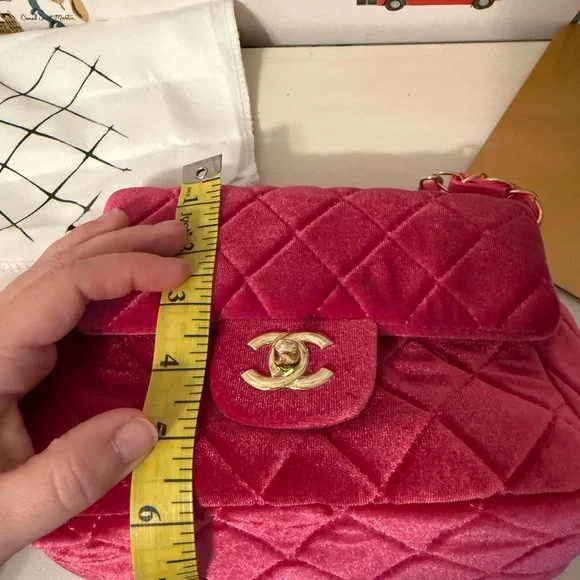 Pink velvet nwt quilted bag purse - Picture 9 of 10